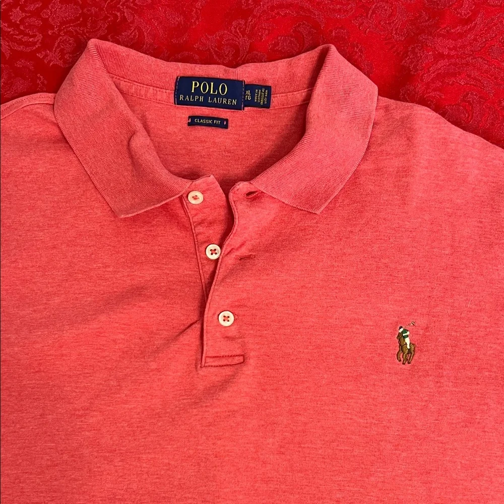 Polo Ralph Lauren Men’s XL Coral Salmon Polo Shirt Pony Logo 100% Cotton